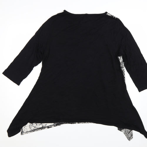 Roman Women's Black Geometric Tunic Blouse Size 18 3/4 Sleeve