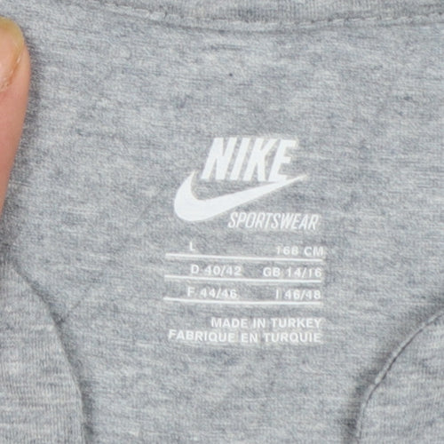 Nike Womens Grey Short Sleeve V-Neck Sportswear T-Shirt Size L