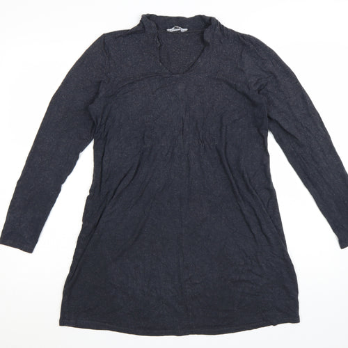 Laura Ashley Women Black Size 14 Shift Knit V-Neck Long Sleeve Dress