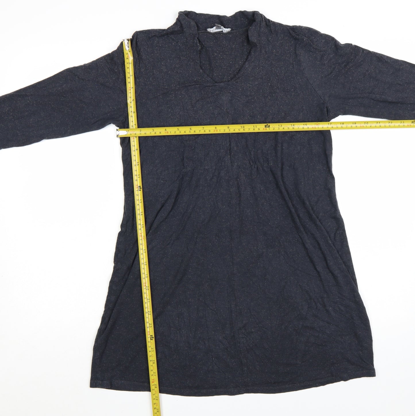 Laura Ashley Women Black Size 14 Shift Knit V-Neck Long Sleeve Dress
