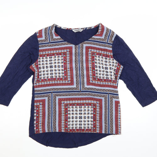 Alexara Women’s Multicoloured Geometric V-Neck Tunic Blouse Size 16