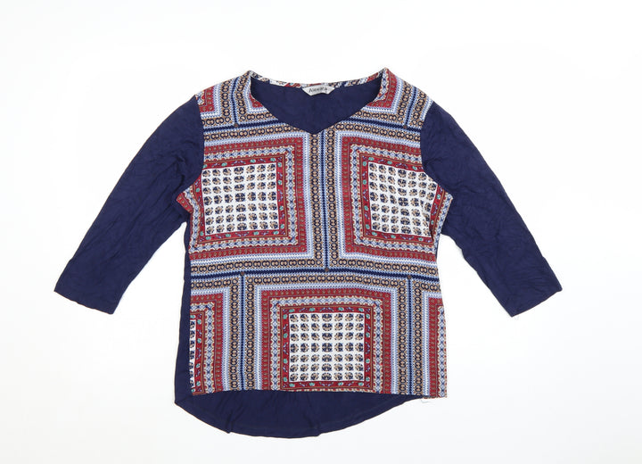 Alexara Women’s Multicoloured Geometric V-Neck Tunic Blouse Size 16