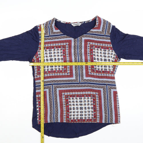 Alexara Women’s Multicoloured Geometric V-Neck Tunic Blouse Size 16