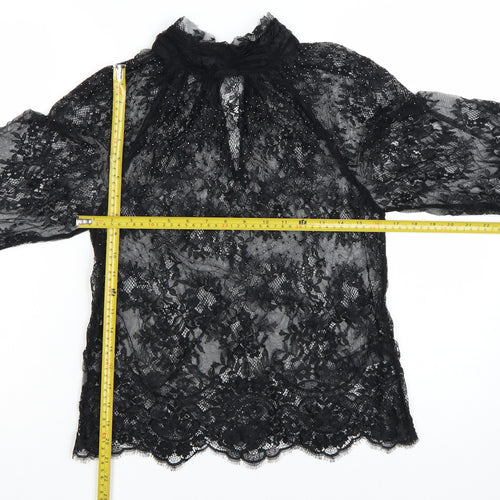 Marks and Spencer Women's Black Lace High Neck Blouse Size 6