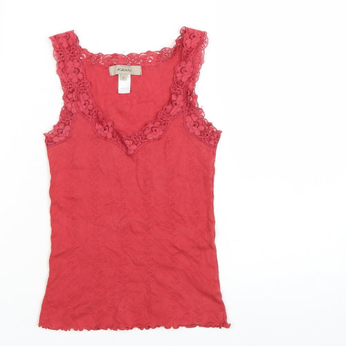Kew Women's Red Cotton Lace Camisole Tank Top Size S