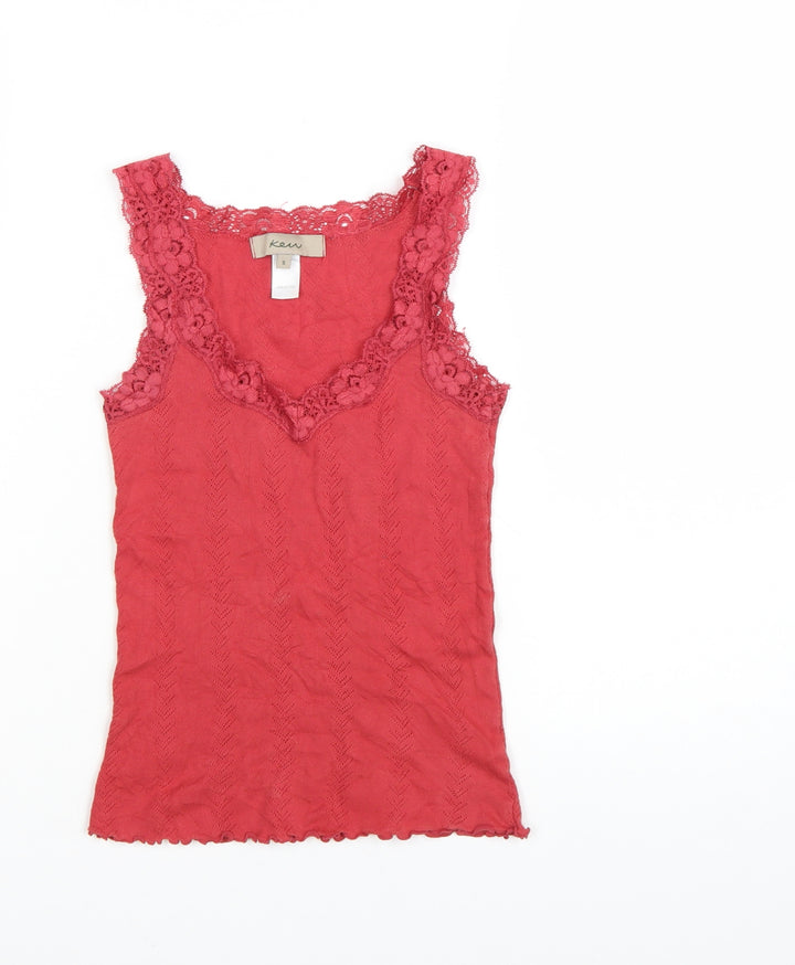 Kew Women's Red Cotton Lace Camisole Tank Top Size S