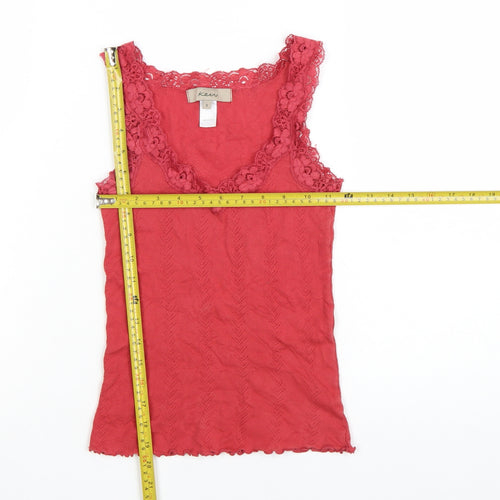 Kew Women's Red Cotton Lace Camisole Tank Top Size S