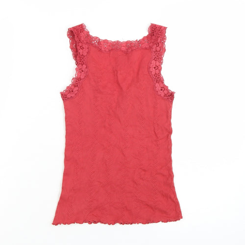 Kew Women's Red Cotton Lace Camisole Tank Top Size S