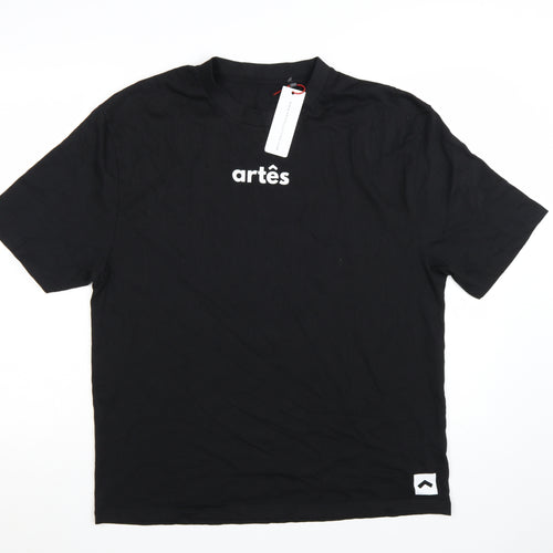 Artês Men's Black Cotton Crew Neck Short Sleeve T-Shirt Size M