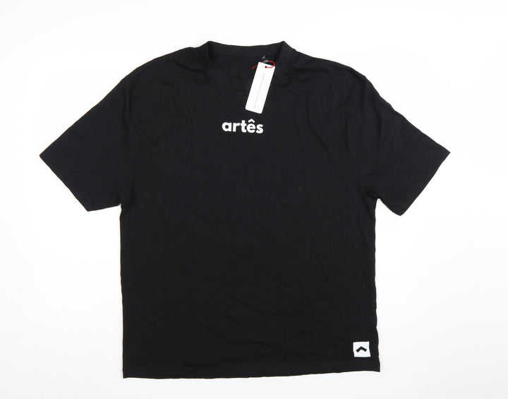 Artês Men's Black Cotton Crew Neck Short Sleeve T-Shirt Size M