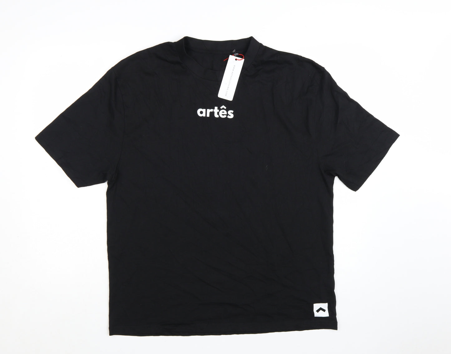 Artês Men's Black Cotton Crew Neck Short Sleeve T-Shirt Size M
