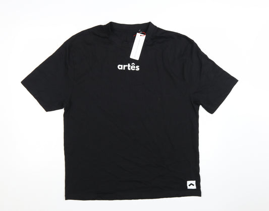 Artês Men's Black Cotton Crew Neck Short Sleeve T-Shirt Size M