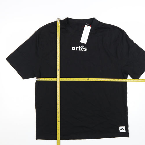 Artês Men's Black Cotton Crew Neck Short Sleeve T-Shirt Size M