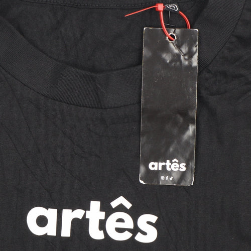 Artês Men's Black Cotton Crew Neck Short Sleeve T-Shirt Size M