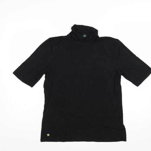 Ralph Lauren Women’s Black Roll Neck Stretch Jersey T-Shirt L