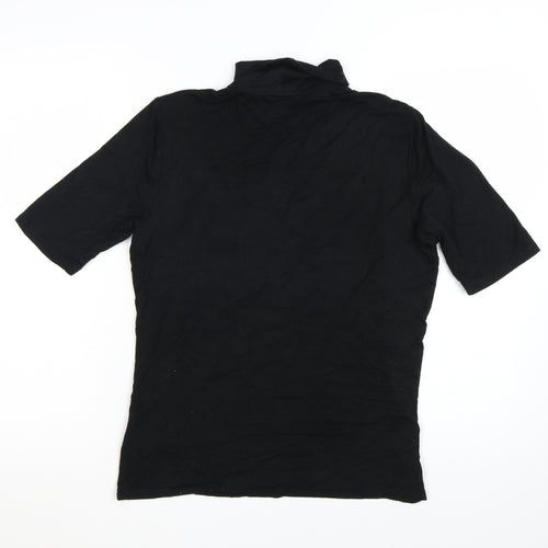 Ralph Lauren Women’s Black Roll Neck Stretch Jersey T-Shirt L