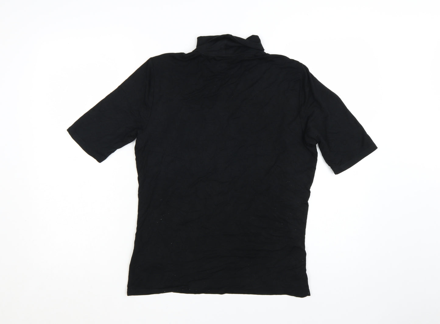 Ralph Lauren Women’s Black Roll Neck Stretch Jersey T-Shirt L