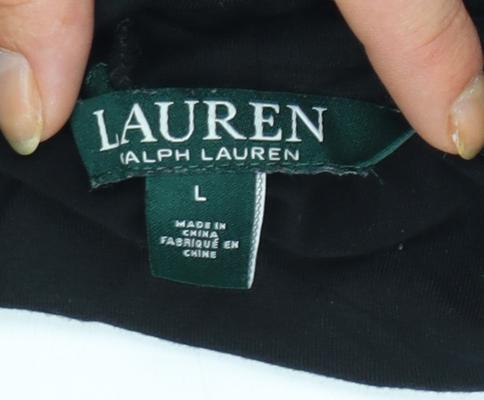Ralph Lauren Women’s Black Roll Neck Stretch Jersey T-Shirt L