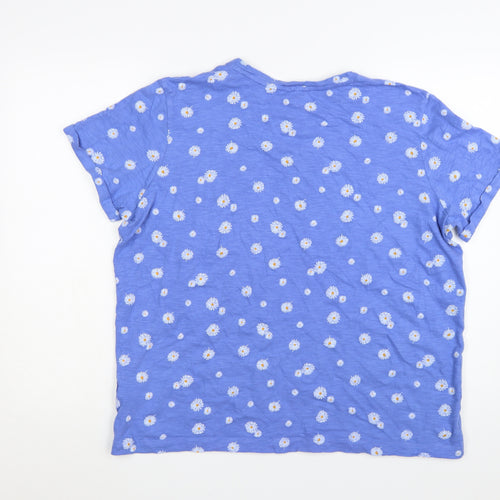 Marks and Spencer Women’s Blue Floral Cotton T-Shirt Size 14