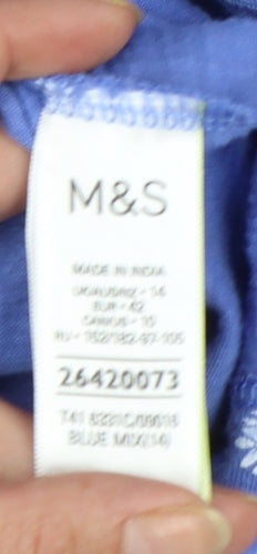 Marks and Spencer Women’s Blue Floral Cotton T-Shirt Size 14