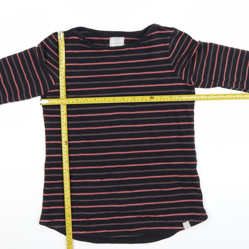 Fat Face Women's Black Striped Long Sleeve Cotton Breton T-Shirt Size 8