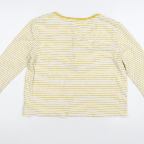 Frugi Women Yellow Striped Long Sleeve Henley Cotton Top Size 16