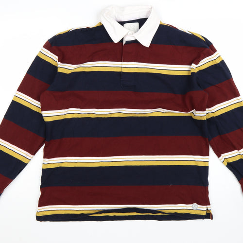 Marks and Spencer Men's Multicoloured Striped Long Sleeve Polo M