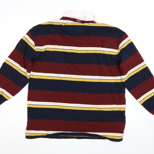 Marks and Spencer Men's Multicoloured Striped Long Sleeve Polo M
