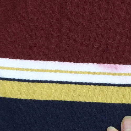 Marks and Spencer Men's Multicoloured Striped Long Sleeve Polo M