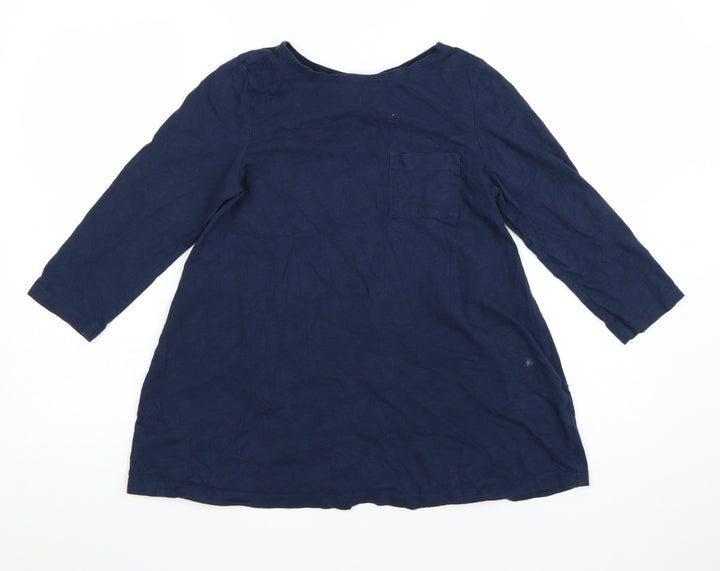 Seasalt Cornwall Women’s Blue Organic Cotton Tunic Blouse UK 8