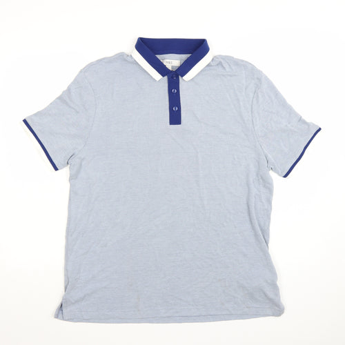 Marks and Spencer Men's Blue Short Sleeve Polo Shirt Size L