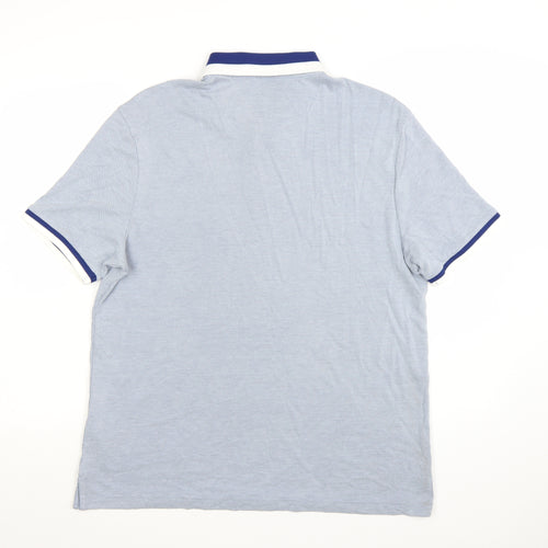 Marks and Spencer Men's Blue Short Sleeve Polo Shirt Size L