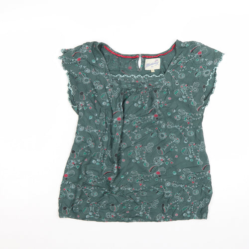 Mantaray Women's Green Floral Cotton Short Sleeve Shift Dress Size 12
