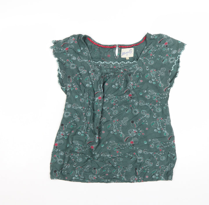 Mantaray Women's Green Floral Cotton Short Sleeve Shift Dress Size 12