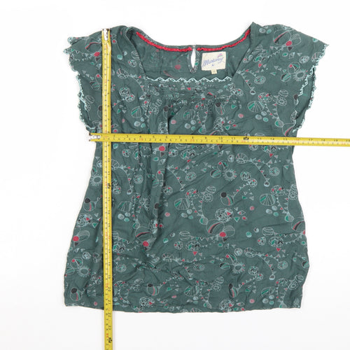 Mantaray Women's Green Floral Cotton Short Sleeve Shift Dress Size 12