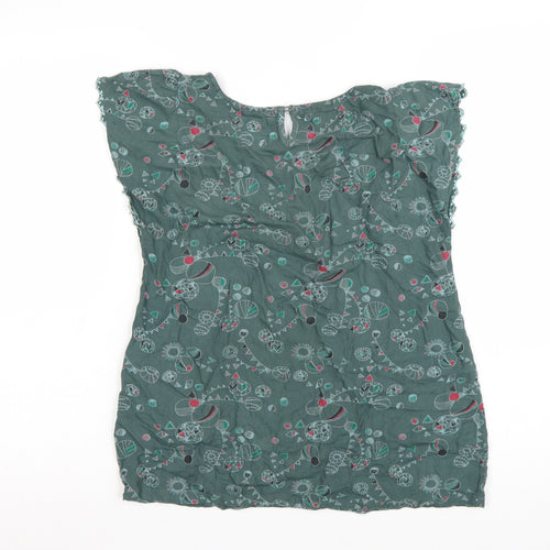 Mantaray Women's Green Floral Cotton Short Sleeve Shift Dress Size 12