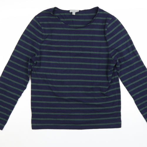 COS Men's Blue Striped Long Sleeve Cotton T-Shirt Size M