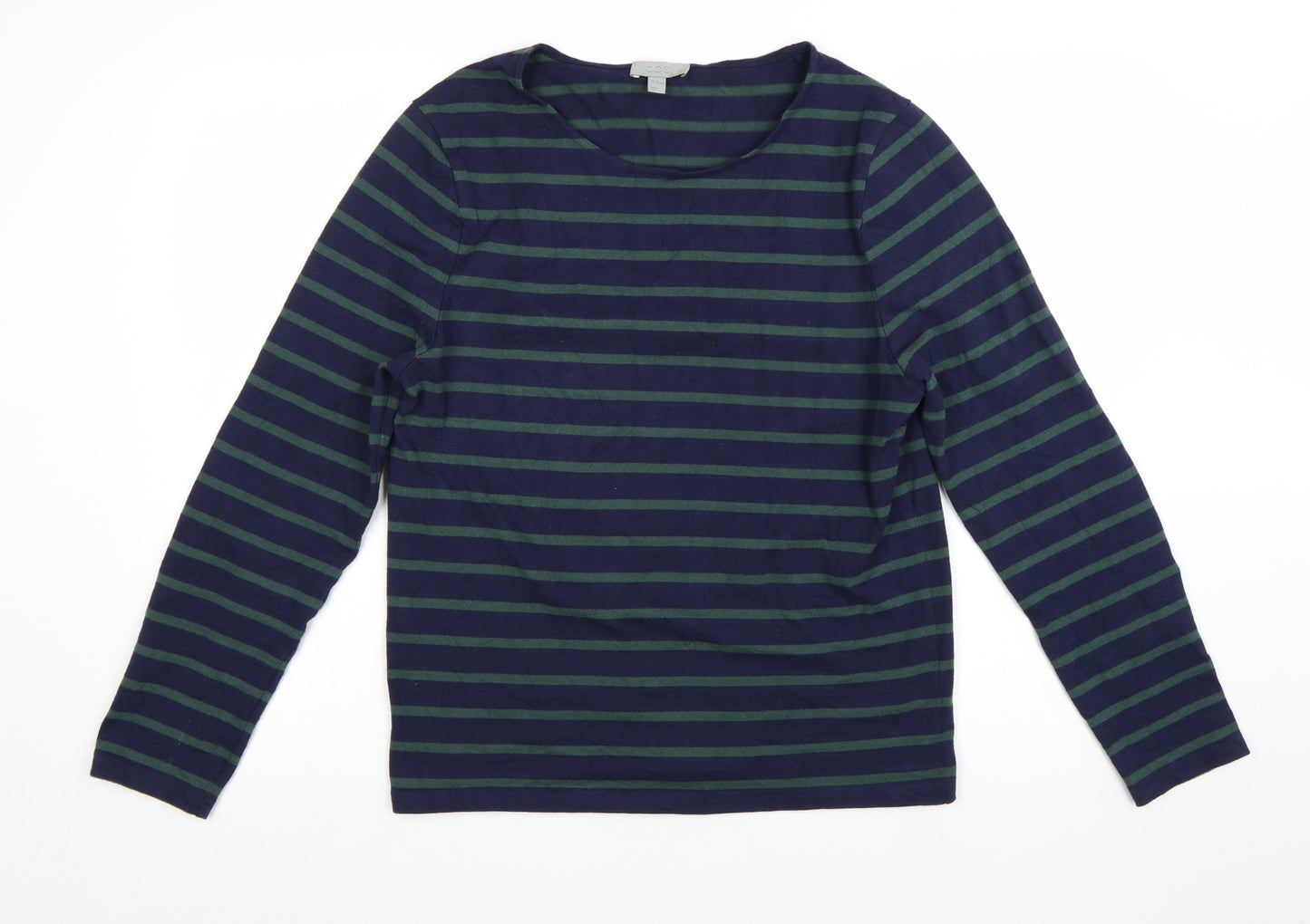COS Men's Blue Striped Long Sleeve Cotton T-Shirt Size M