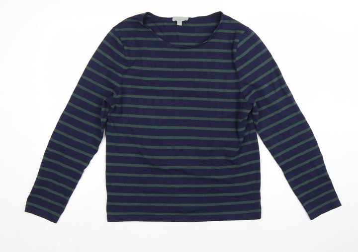 COS Men's Blue Striped Long Sleeve Cotton T-Shirt Size M