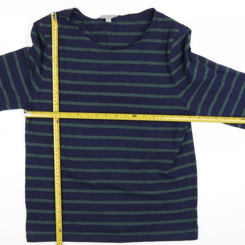 COS Men's Blue Striped Long Sleeve Cotton T-Shirt Size M