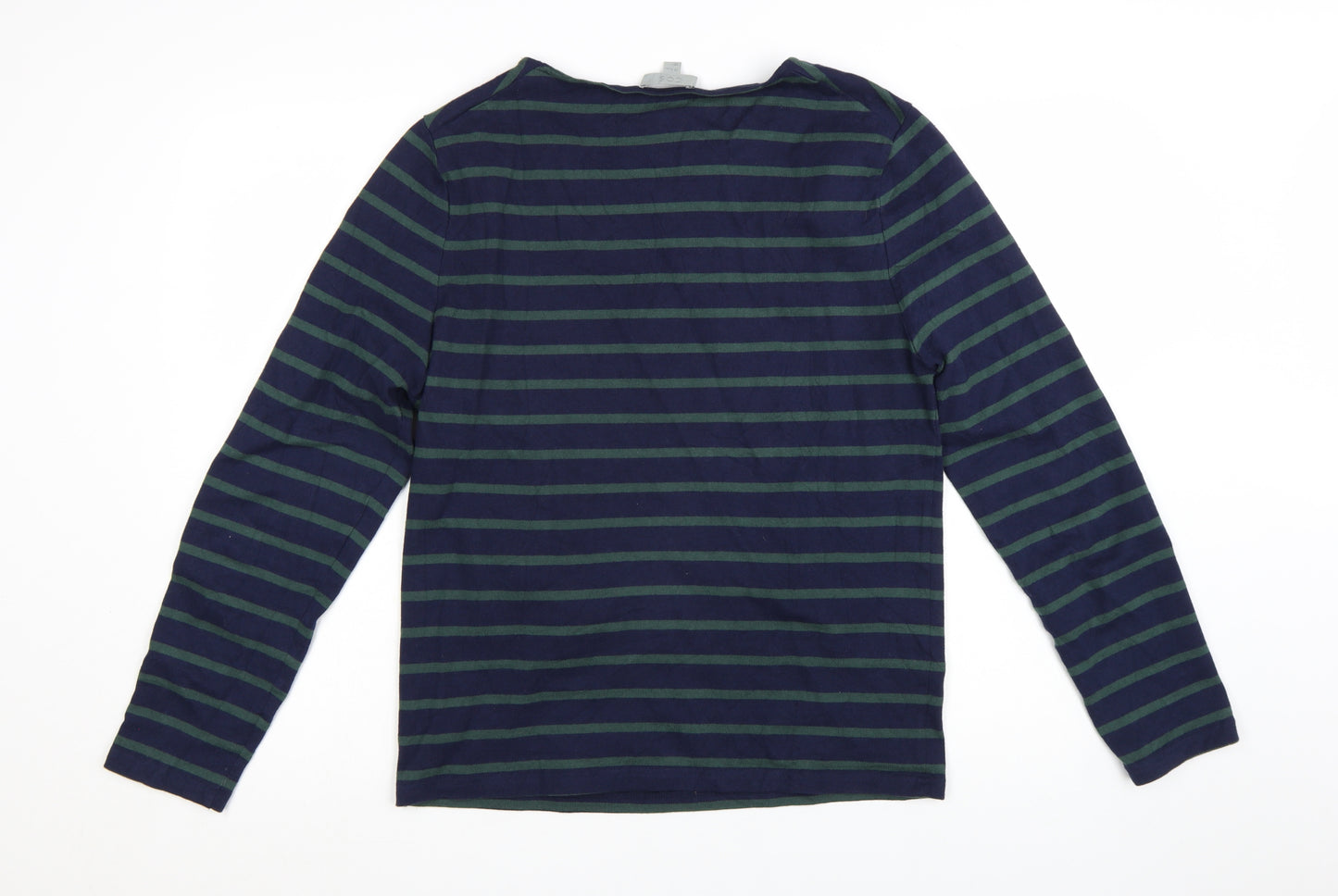 COS Men's Blue Striped Long Sleeve Cotton T-Shirt Size M