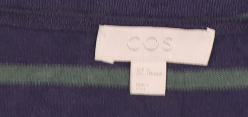 COS Men's Blue Striped Long Sleeve Cotton T-Shirt Size M