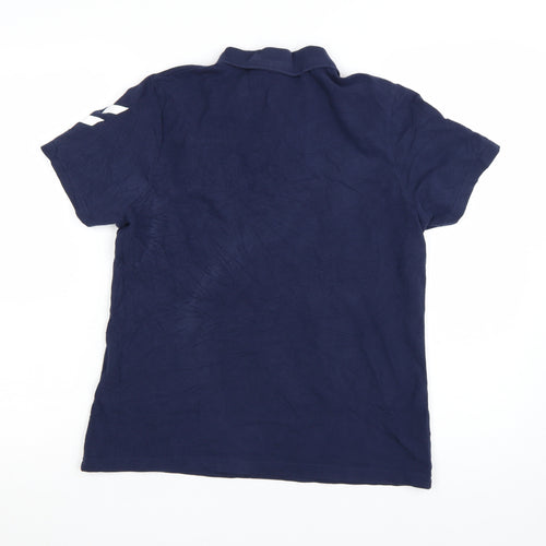 Hummel Everton Blue Mens M Regular Fit Short Sleeve Polo Shirt