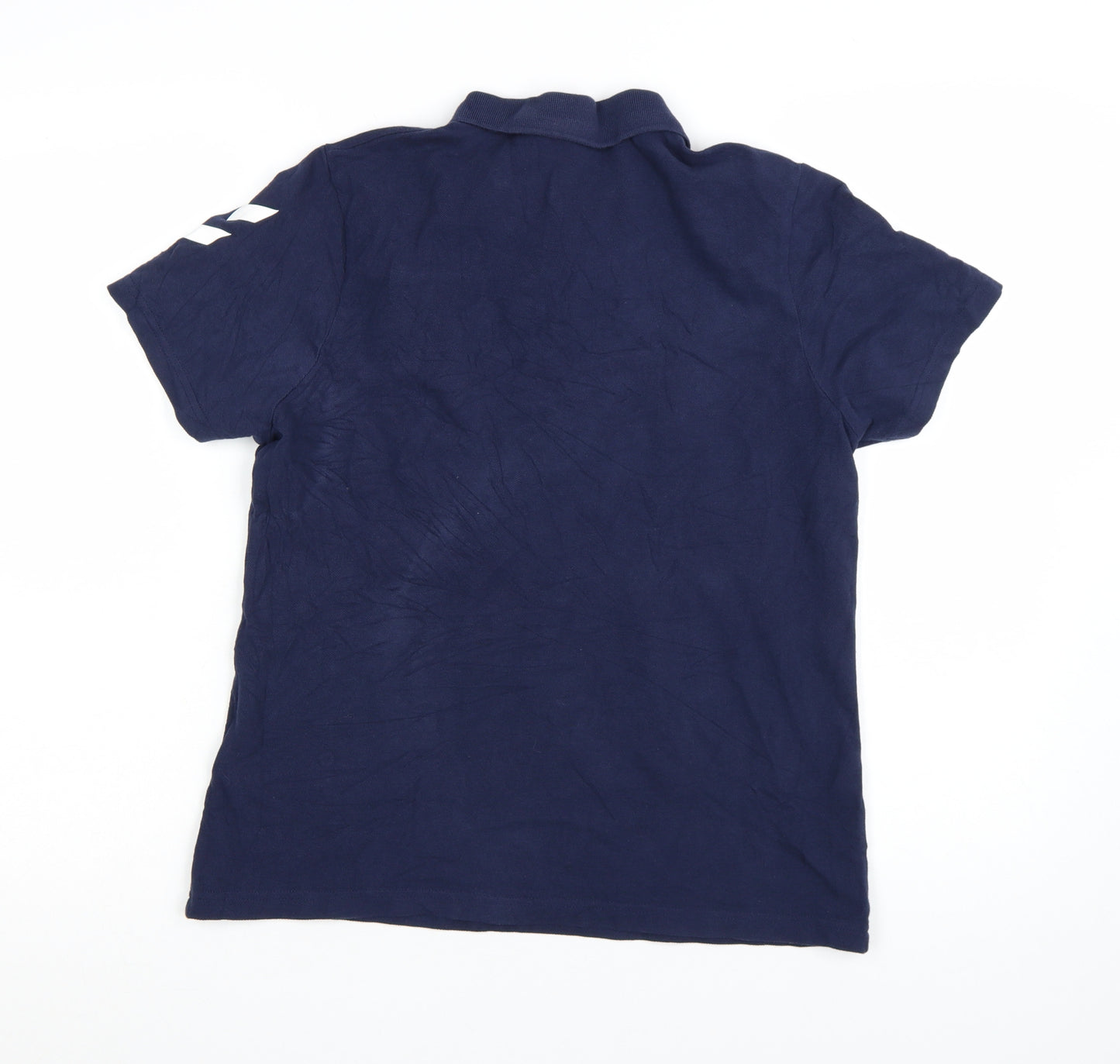 Hummel Everton Blue Mens M Regular Fit Short Sleeve Polo Shirt