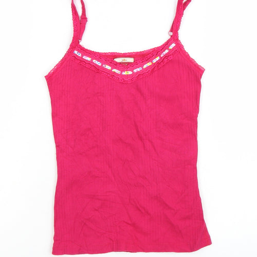 Joe Browns Women's Pink Lace Trim Cotton Camisole Vest Top Size 8