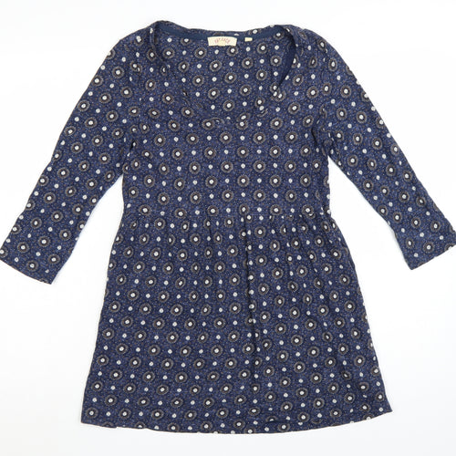 Fat Face Women’s Blue Geometric Fit & Flare Jersey Dress Size 8