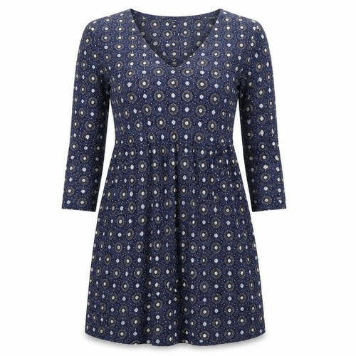 FatFace Women’s Blue Geometric Fit & Flare Jersey Dress Size 8