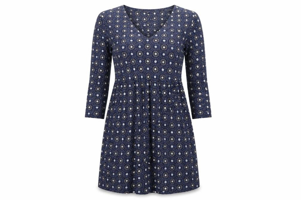 FatFace Women’s Blue Geometric Fit & Flare Jersey Dress Size 8