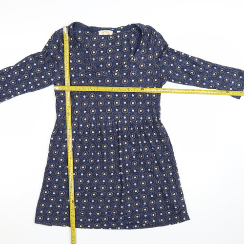 Fat Face Women’s Blue Geometric Fit & Flare Jersey Dress Size 8