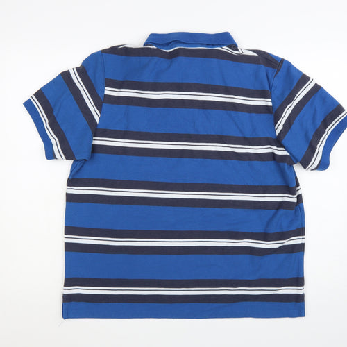 Lonsdale Men’s Blue Striped Polo Shirt Size XL Short Sleeve Cotton Blend